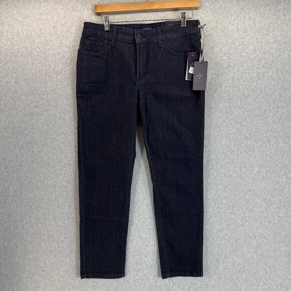 NYDJ Dark Wash Blue Clarissa Ankle Slim Leg Denim Jeans Lift Tuck Size 10 Petite - Picture 1 of 16